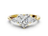 Yellow gold Three-Stone Heart Cut Diamond Ring with Pear  Side Stones in Four-Prong Setting_48
