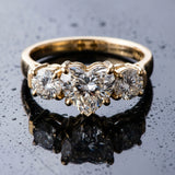 Yellow gold Three-Stone Heart Cut Diamond Ring with Round Accent Stones, Prong Setting, and Classic Band_6