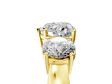 Yellow gold Three-Stone Heart Cut Diamond Ring with Round Side Stones, Classic Band, and Four-Prong Setting_12