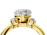 Yellow gold Three-Stone Heart Cut Diamond Solitaire with Prong Setting and Classic Band_74
