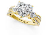 Yellow gold Three-Stone Heart Cut Diamond Twist Band with Prong Setting_66