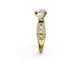 Yellow gold Three-Stone Heart Cut Diamond Twist Band with Prong Setting_67