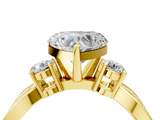 Yellow gold Three-Stone Heart Cut Diamond Twist Band with Prong Setting_69