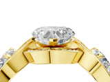 Yellow gold Three-Stone Heart Cut Diamond Wave Pave Band with Prong Setting_19