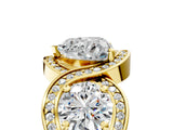 Yellow gold Three-Stone Heart Cut Diamond Wave Pave Band with Prong Setting_20