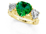 Yellow gold Three-Stone Heart Cut Emerald Braided Band Ring with Four-Prong Setting_13