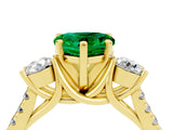 Yellow gold Three-Stone Heart Cut Emerald Pavé Band with Four-Prong Setting_4
