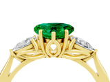 Yellow gold Three-Stone Heart Cut Emerald Ring with Pear  Side Stones in Four-Prong Setting_16