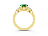 Yellow gold Three-Stone Heart Cut Emerald Ring with Pear  Side Stones in Four-Prong Setting_39