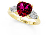 Yellow gold Three-Stone Heart Cut Garnet Ring with Pear Side Stones and Four-Prong Setting_1
