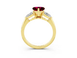 Yellow gold Three-Stone Heart Cut Garnet Ring with Pear Side Stones and Four-Prong Setting_3