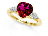 Yellow gold Three-Stone Heart Cut Garnet Ring with Pear  Side Stones in Four-Prong Setting_13