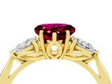 Yellow gold Three-Stone Heart Cut Garnet Ring with Pear  Side Stones in Four-Prong Setting_16
