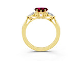 Yellow gold Three-Stone Heart Cut Garnet Ring with Pear  Side Stones in Four-Prong Setting_39