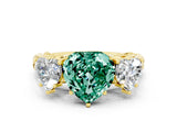 Yellow gold Three-Stone Heart Cut Green Sapphire Braided Band Ring with Four-Prong Setting_12