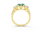 Yellow gold Three-Stone Heart Cut Green Sapphire Ring with Pavé Band and Prong Setting_15