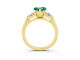 Yellow gold Three-Stone Heart Cut Green Sapphire Ring with Pear Side Stones and Four-Prong Setting_3
