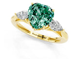 Yellow gold Three-Stone Heart Cut Green Sapphire Ring with Pear  Side Stones in Four-Prong Setting_13