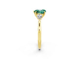 Yellow gold Three-Stone Heart Cut Green Sapphire Ring with Pear  Side Stones in Four-Prong Setting_14