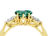 Yellow gold Three-Stone Heart Cut Green Sapphire Ring with Pear  Side Stones in Four-Prong Setting_16