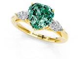 Yellow gold Three-Stone Heart Cut Green Sapphire Ring with Pear  Side Stones in Four-Prong Setting_37
