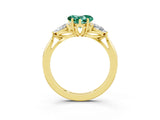 Yellow gold Three-Stone Heart Cut Green Sapphire Ring with Pear  Side Stones in Four-Prong Setting_39