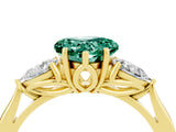 Yellow gold Three-Stone Heart Cut Green Sapphire Ring with Pear  Side Stones in Four-Prong Setting_40