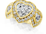 Yellow gold Three-Stone Heart Cut Halo Pavé Diamond Ring_4