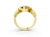 Yellow gold Three-Stone Heart Cut Halo Pavé Diamond Ring_6
