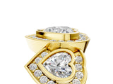 Yellow gold Three-Stone Heart Cut Halo Pavé Diamond Ring_8