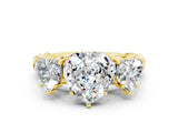 Yellow gold Three-Stone Heart Cut Moissanite Braided Band Ring with Four-Prong Setting_12