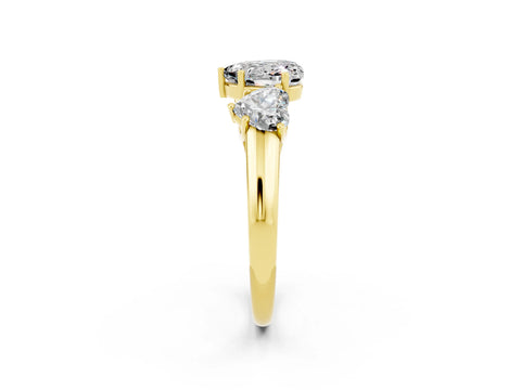 Yellow gold Three-Stone Heart Cut Moissanite Engagement Ring with Prong Setting_2