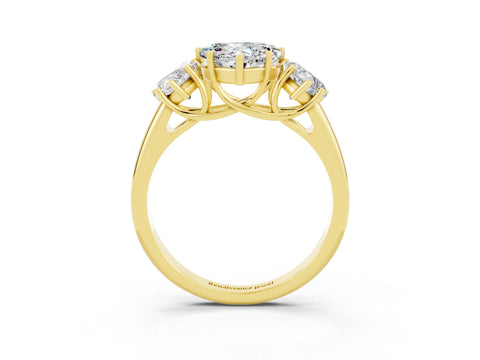 Yellow gold Three-Stone Heart Cut Moissanite Engagement Ring with Prong Setting_3