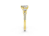 Yellow gold Three-Stone Heart Cut Moissanite Pavé Band with Four-Prong Setting_2