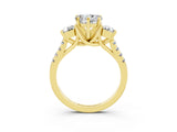 Yellow gold Three-Stone Heart Cut Moissanite Pavé Band with Four-Prong Setting_3