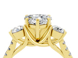 Yellow gold Three-Stone Heart Cut Moissanite Pavé Band with Four-Prong Setting_4