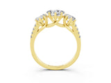 Yellow gold Three-Stone Heart Cut Moissanite Ring with Pavé Band and Prong Setting_15