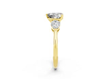 Yellow gold Three-Stone Heart Cut Moissanite Ring with Pear Side Stones and Four-Prong Setting_2