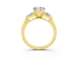 Yellow gold Three-Stone Heart Cut Moissanite Ring with Pear Side Stones and Four-Prong Setting_3