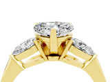 Yellow gold Three-Stone Heart Cut Moissanite Ring with Pear Side Stones and Four-Prong Setting_4