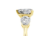 Yellow gold Three-Stone Heart Cut Moissanite Ring with Pear Side Stones and Four-Prong Setting_5