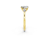 Yellow gold Three-Stone Heart Cut Moissanite Ring with Pear  Side Stones in Four-Prong Setting_14