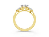 Yellow gold Three-Stone Heart Cut Moissanite Ring with Pear  Side Stones in Four-Prong Setting_15