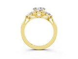 Yellow gold Three-Stone Heart Cut Moissanite Ring with Pear  Side Stones in Four-Prong Setting_39