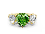 Yellow gold Three-Stone Heart Cut Peridot Braided Band Ring with Four-Prong Setting_12