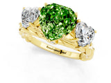 Yellow gold Three-Stone Heart Cut Peridot Braided Band Ring with Four-Prong Setting_13