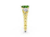Yellow gold Three-Stone Heart Cut Peridot Braided Band Ring with Four-Prong Setting_14
