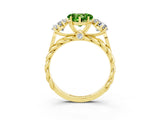 Yellow gold Three-Stone Heart Cut Peridot Braided Band Ring with Four-Prong Setting_15