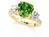 Yellow gold Three-Stone Heart Cut Peridot Pavé Band with Four-Prong Setting_1