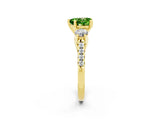 Yellow gold Three-Stone Heart Cut Peridot Pavé Band with Four-Prong Setting_2